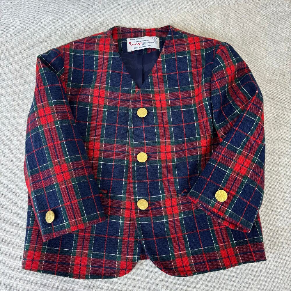 VINTAGE Lord and Taylor little girls blazer, Tartan Plaid, size 2